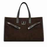 OUT TO LUNCH SUEDE AND LEATHER HANDBAG - BLACK, BROWN OR CAMEL