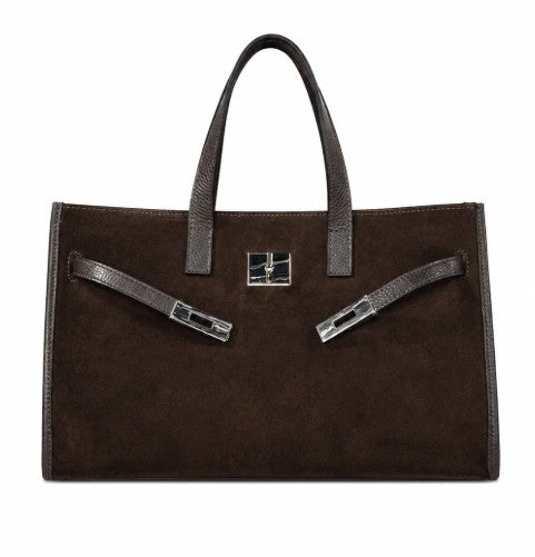 OUT TO LUNCH SUEDE AND LEATHER HANDBAG - BLACK, BROWN OR CAMEL