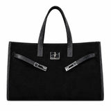 OUT TO LUNCH SUEDE AND LEATHER HANDBAG - BLACK, BROWN OR CAMEL