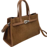 OUT TO LUNCH SUEDE AND LEATHER HANDBAG - BLACK, BROWN OR CAMEL