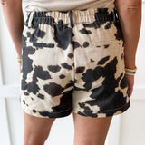 WESTERN BEAUTY COW PRINT SHORTS
