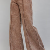 FATE HIGH RISE WIDE LEG BROWN PANTS