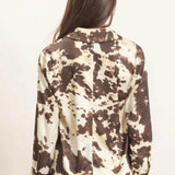 NEVER PRETEND SATIN COW PRINT BLOUSE