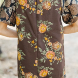 GARDEN WHISPERS CHOCOLATE FLORAL DRESS