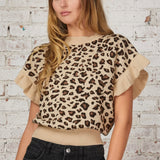 HOLD ON TO THIS LEOPARD RUFFLE TOP