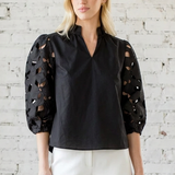 PERFECT INTRODUCTION BLACK EYELET TOP