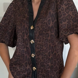 SHE'S ALL CLASS ANIMAL PRINT LEATHER DETAIL TOP