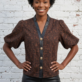 SHE'S ALL CLASS ANIMAL PRINT LEATHER DETAIL TOP