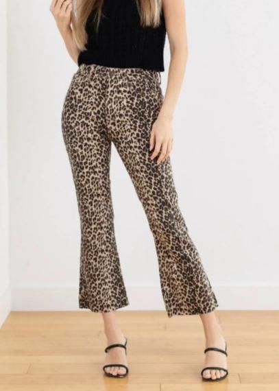 HIGH RISE TONAL CROP FLARE JEANS - LEOPARD OR OPTIC WHITE