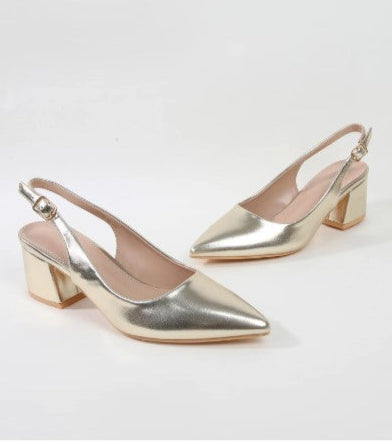 CHLOE SLINGBACK BLOCK HEEL - BLACK OR CAMEL