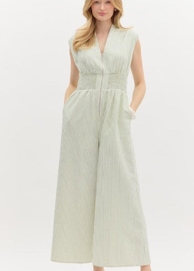 SUMMER JOURNEY PINSTRIPE ROMPER