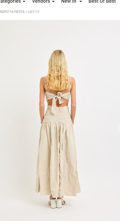 DREAMY HAZE FLORAL EMBROIDERY BACK TIE MAXI DRESS