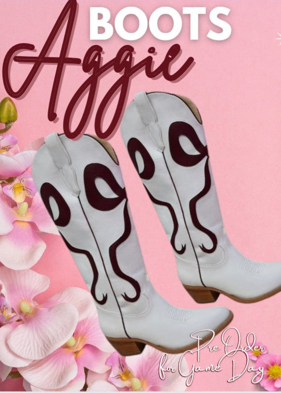 PRE ORDER: AGGIE MAROON BOW BOOTS BY APRIL 1ST