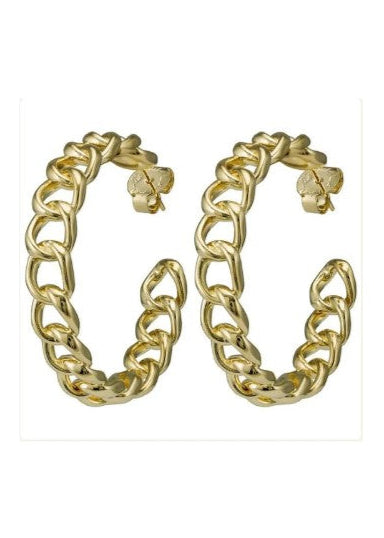 SHEILA FAJL:  LARGE CHAIN HOOPS - GOLD OR GUN METAL