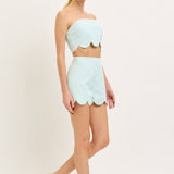 EXTRA LOVE SCALLOP HEM MINT GREEN SHORT SET