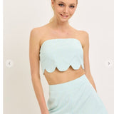 EXTRA LOVE SCALLOP HEM MINT GREEN SHORT SET