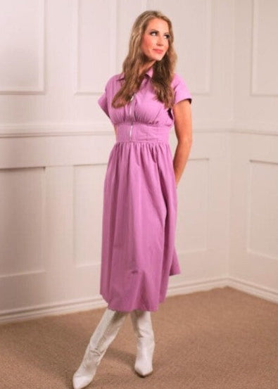 EFFORTLESSLY LOVELY LILAC MIDI DRESS