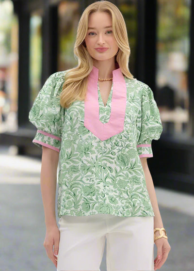 DAHLIA DAYDREAM FLORAL PUFF SLEEVE BLOUSE