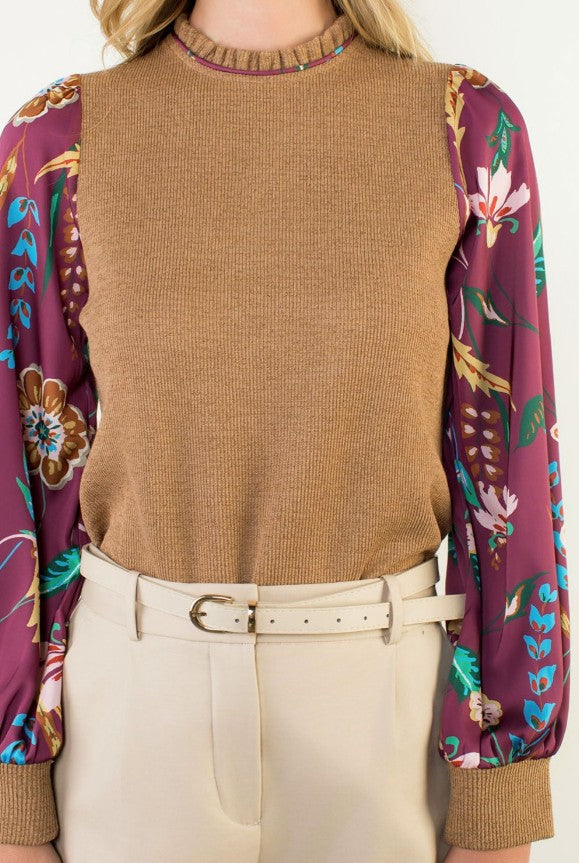 SEASON OF BLOOMS MIXED MEDIA BLOUSE