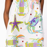 QUEEN OF SPARKLES CRAB STARFISH & LOBSTER FRINGE DRESS