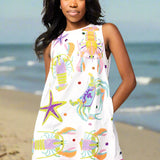 QUEEN OF SPARKLES CRAB STARFISH & LOBSTER FRINGE DRESS