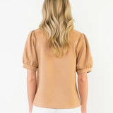 AUTUMN AVENUE CARAMEL SUEDE BLOUSE