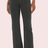 KUT KELSEY HIGH RISE ANKLE FLARE JEANS IN PEWTER GREEN