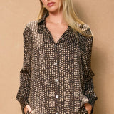 BALCONY NIGHT SPOTTED BUTTON DOWN BLOUSE