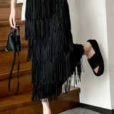 BRING THE DRAMA TIERED FRINGE SKIRT - ASSORTED COLORS