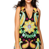 QUEEN OF SPARKLES BLACK AND NEON PAISLEY PRINT TANK DRESS