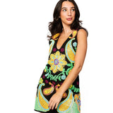 QUEEN OF SPARKLES BLACK AND NEON PAISLEY PRINT TANK DRESS