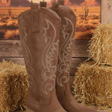 THE GIADA FAUX SUEDE COWBOY BOOTS -  BLACK OR BROWN