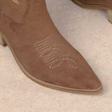 THE GIADA FAUX SUEDE COWBOY BOOTS -  BLACK OR BROWN