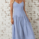 OCEAN BREEZE BLUE STRIPED MIDI DRESS