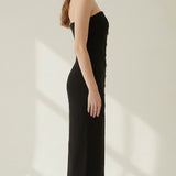 VILLA VIEWS BLACK STRAPLESS MIDI DRESS