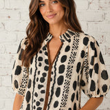 NIGHT OUT PUFF SLEEVE PRINT BLOUSE