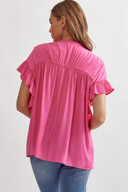 UNDENIABLY DARLING RUFFLED BUTTON UP TOP