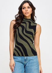 ITS ALL WAVY OLIVE SWEATER TOP