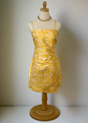 BURST OF SUNSHINE RUCHED FLORAL YELLOW DRESS