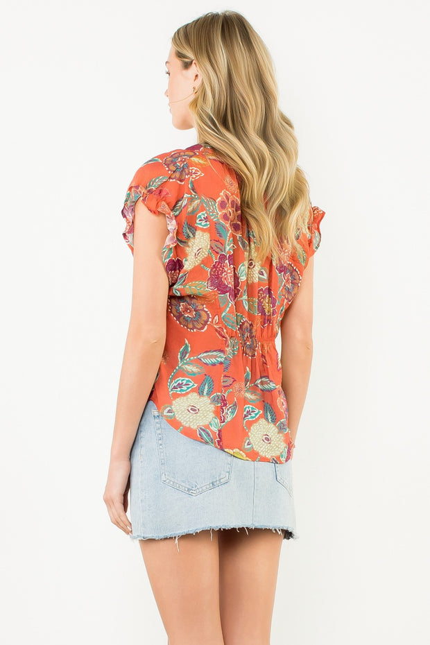 PUMPKIN SPICE FLORAL DETAIL BLOUSE