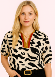 SAFARI STROLL PRINT BLOUSE