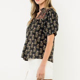 CIDER AND SUNSETS PUFF SLEEVE FLORAL PRINT BLOUSE