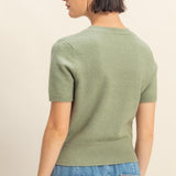 SOFTLY SPOKEN SHORT SLEEVE SWEATER - BLACK OR GREEN