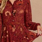 HARVEST MIRAGE FLARED HEM BLOUSE