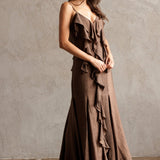 ONLINE EXCLUSIVE:  CHAMPAGNE TOAST RUFFLE MAXI DRESS