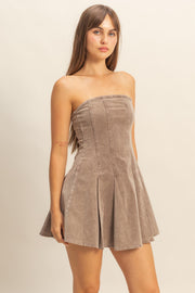 LOVER'S GAZE MOCHA STRAPLESS MINI DRESS