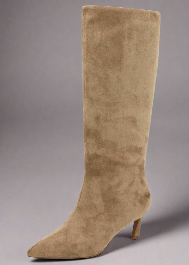 PISA FAUX SUEDE KITTEN HEEL BOOTS