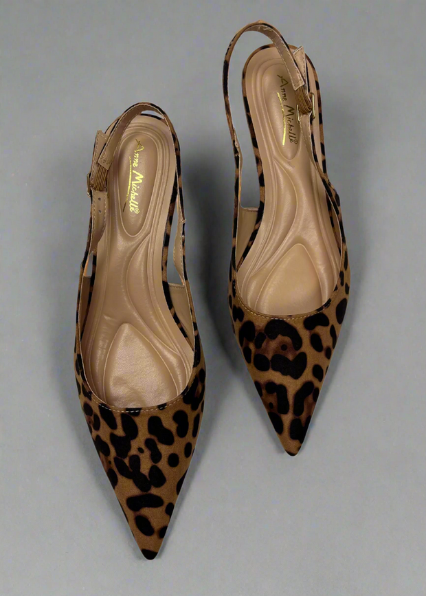 Leopard Kitten Heel Sling Sandal