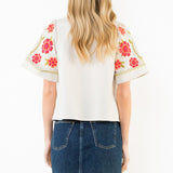 ONLINE EXCLUSIVE:  SASSY AND SWEET FLORAL EMBROIDERY BLOUSE