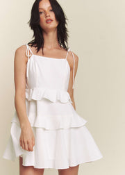 LONDON ESTATE WHITE TIE STRAP MINI DRESS